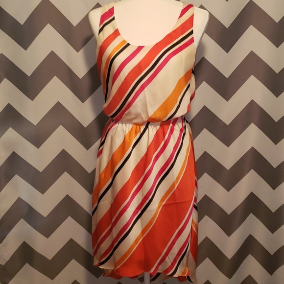 Express Dresses & Skirts - Express silky striped high-low tank dress